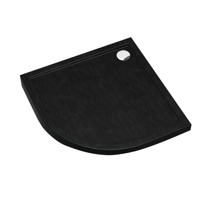 Schedline Brodzik akrylowy Sharper Black Stone 90x90x4,5 cm R55, półokrągły, Gwarancja 7 lat